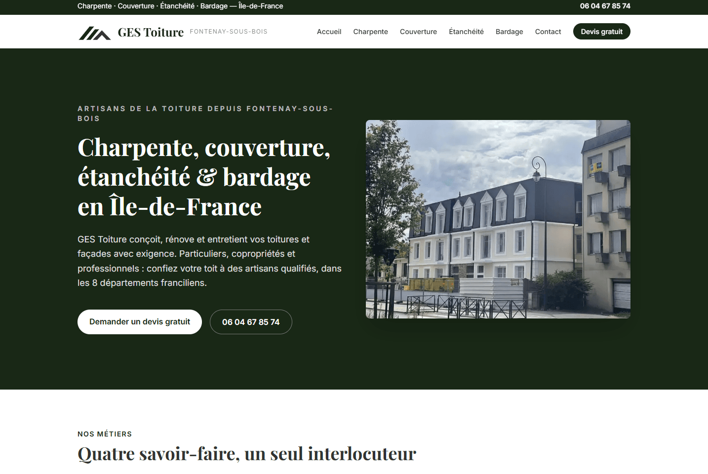 Projet de démonstration : site de couvreur