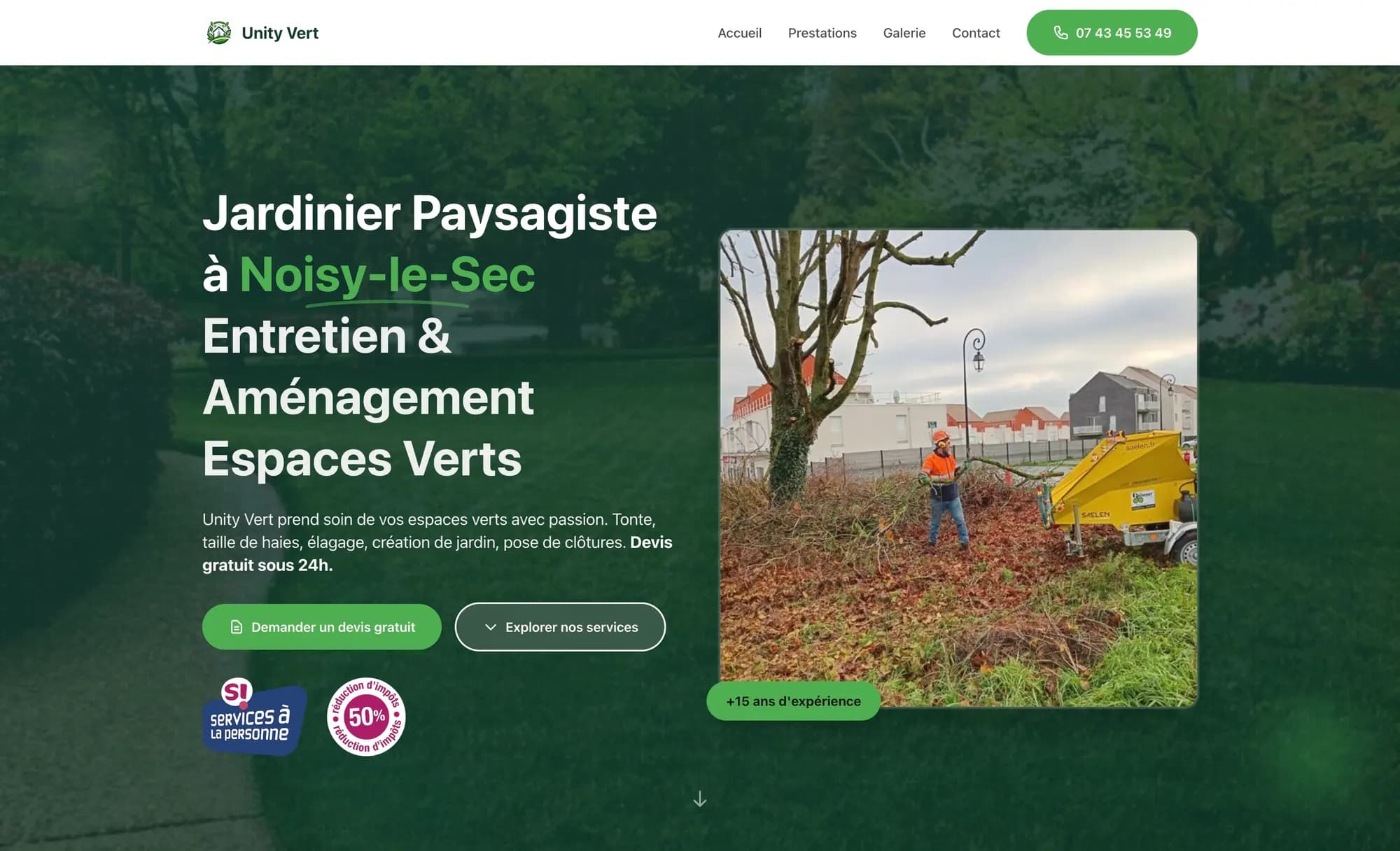 Site réalisé pour UnityVert, jardinier paysagiste